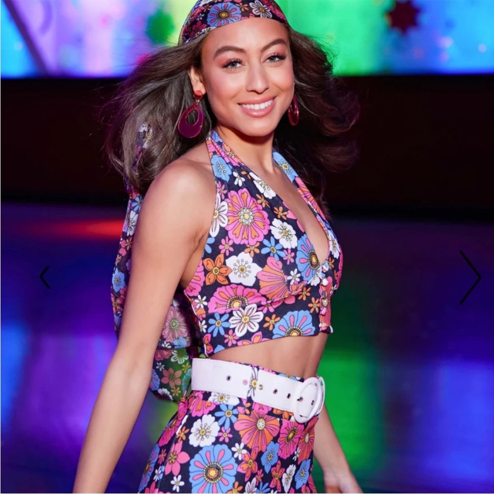 Unique Vintage Smak Parlour Floral Halter Top and Skirt Set